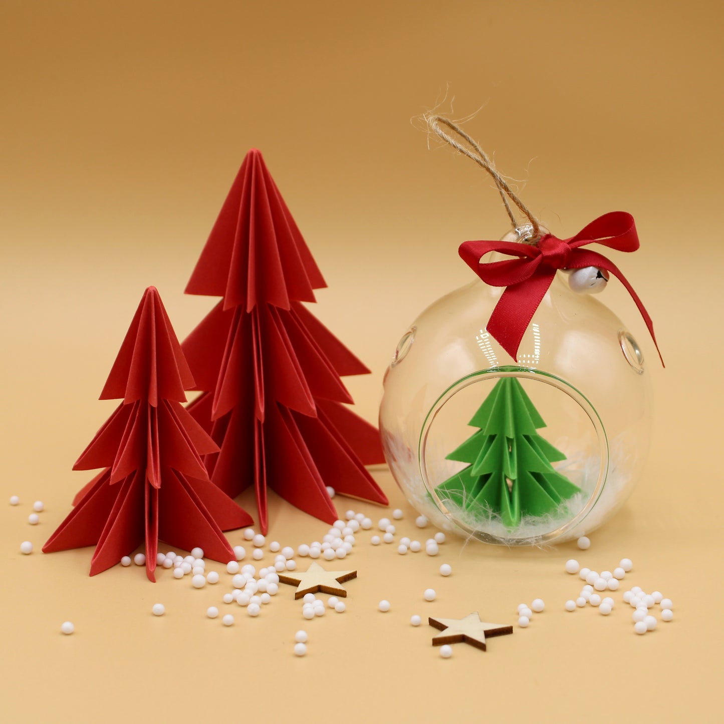 Boules en verre - Sapins en origami